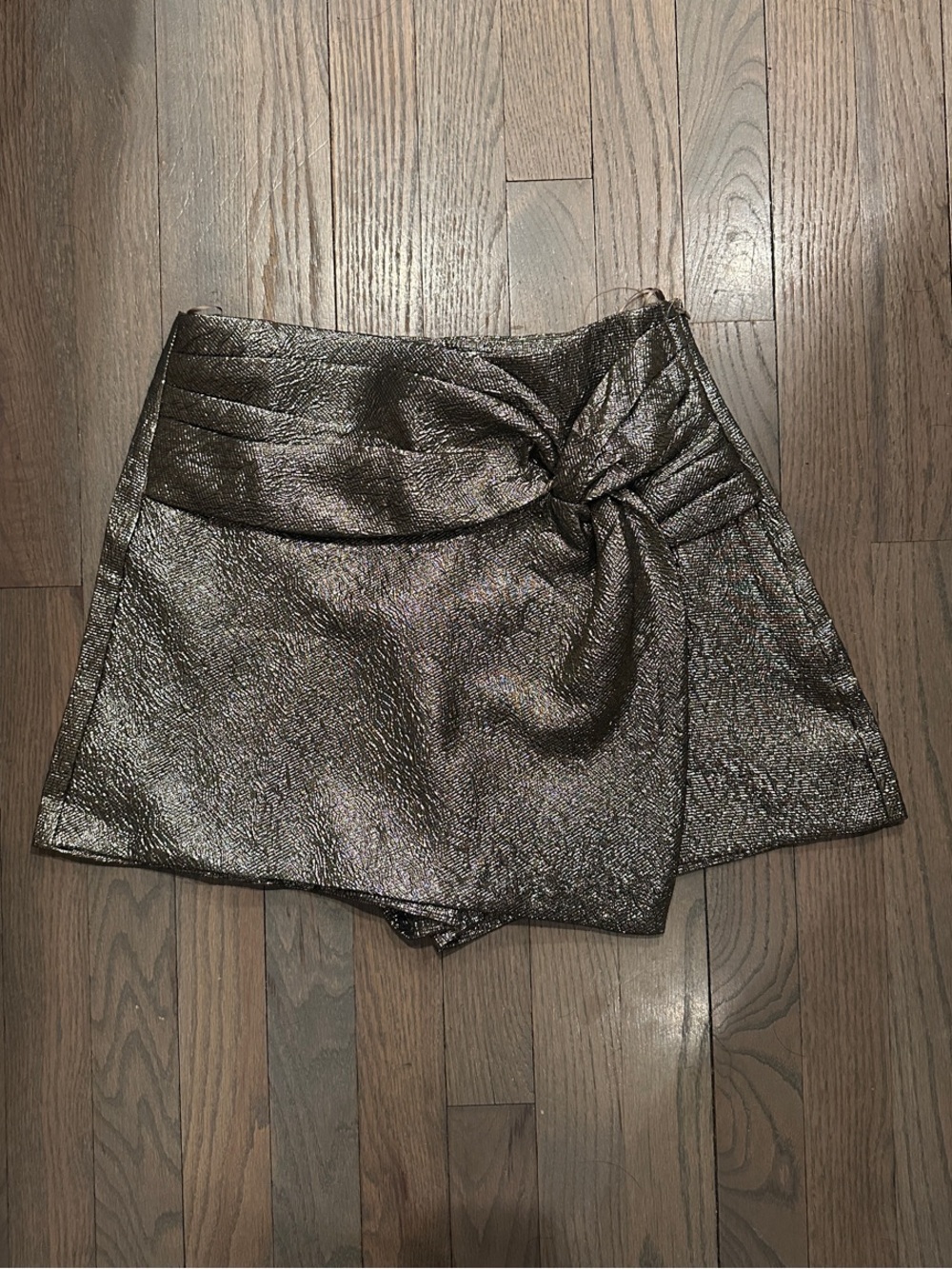 By Together Metallic Bronze Tie-Front Skort